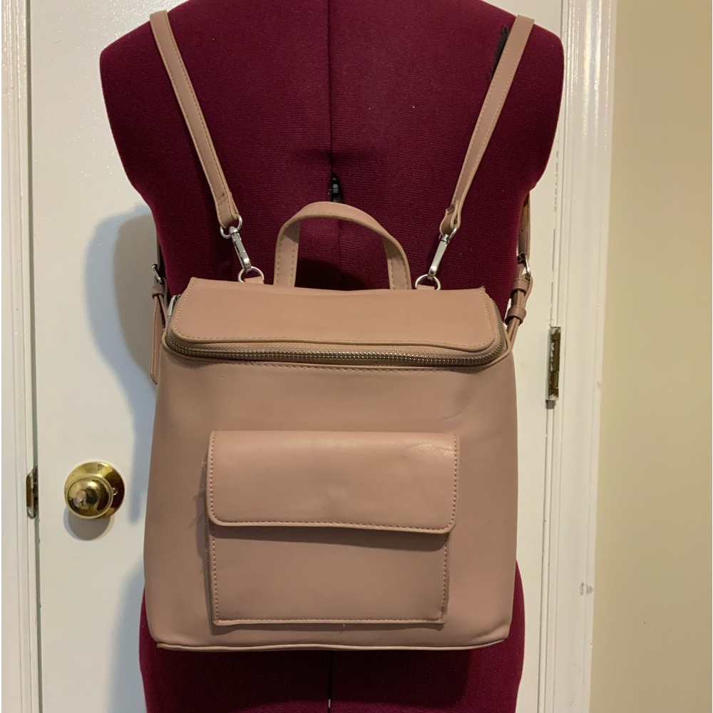 Like New Madison Convertible Backpack to Purse Faux Leather Tan Color